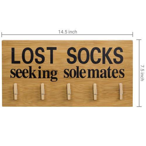 Funny Bamboo Laundry Room Decoration "Lost Socks Seeking Solemates" - MyGift