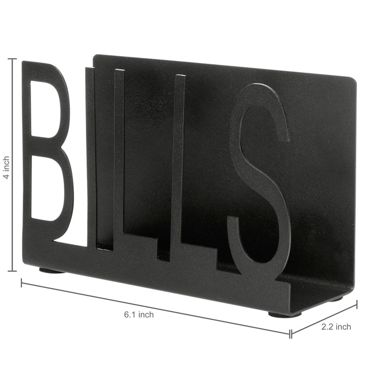 Black Metal Mail Holder w/ Cutout Design BILLS-MyGift