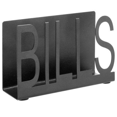 Black Metal Mail Holder w/ Cutout Design BILLS-MyGift