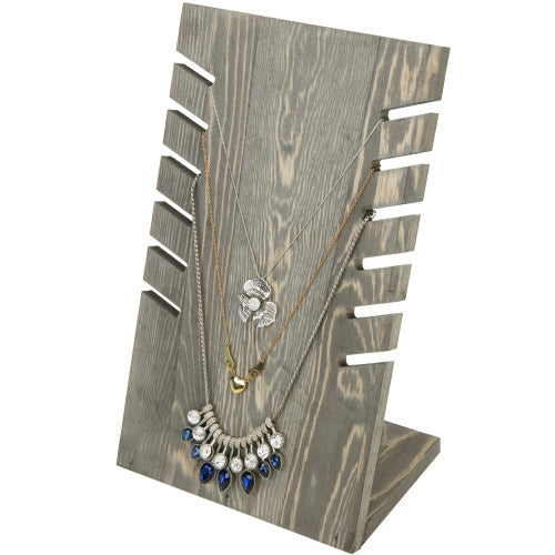 Vintage Gray Wood Plank Necklace Display-MyGift