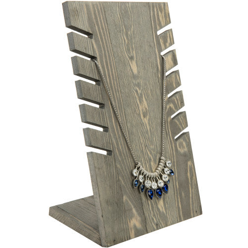Vintage Gray Wood Plank Necklace Display-MyGift