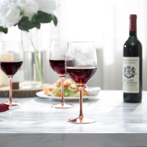 Modern 20 oz Copper-Toned Stemmed Wine Glasses, Set of 4-MyGift