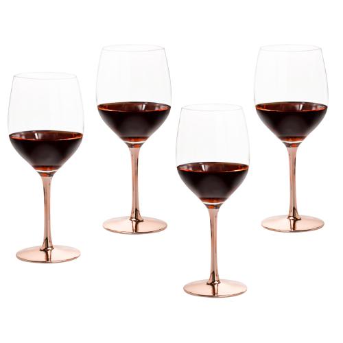 Modern 20 oz Copper-Toned Stemmed Wine Glasses, Set of 4-MyGift