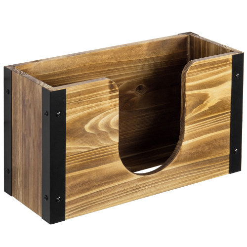 Rustic Burnt Wood and Black Metal Paper Towel Dispenser-MyGift