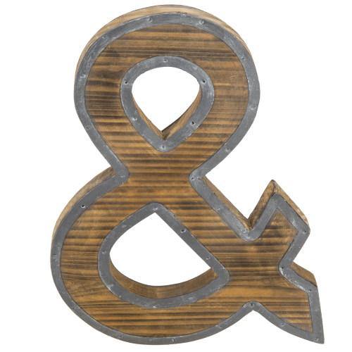 Industrial Style Burnt Wood and Galvanized Metal Ampersand Decor - MyGift