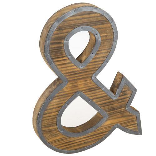 Industrial Style Burnt Wood and Galvanized Metal Ampersand Decor - MyGift