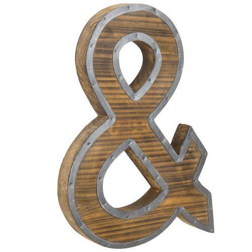 Industrial Style Burnt Wood and Galvanized Metal Ampersand Decor - MyGift