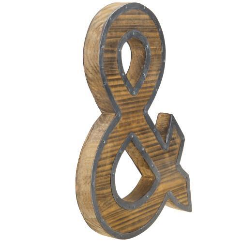 Industrial Style Burnt Wood and Galvanized Metal Ampersand Decor - MyGift