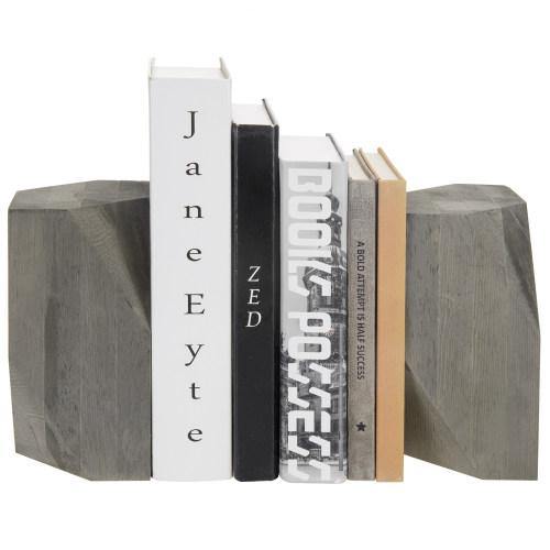 Geometric Style Gray Wood Bookends - MyGift
