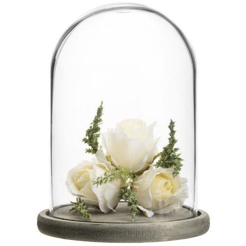 Clear Glass Cloche with Gray Wood Base - MyGift