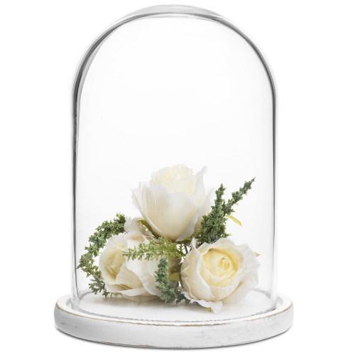 Clear Glass Cloche with White Wood Base - MyGift