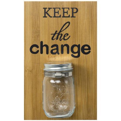 Natural Bamboo Wall Mounted Coin Saver Mason Jar - MyGift
