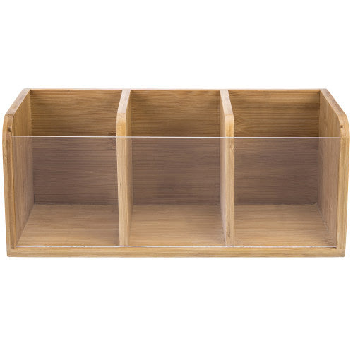 Bamboo Utensil Organizer w/ Clear Acrylic Front Panel-MyGift