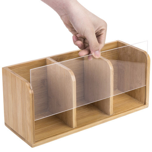 Bamboo Utensil Organizer w/ Clear Acrylic Front Panel-MyGift