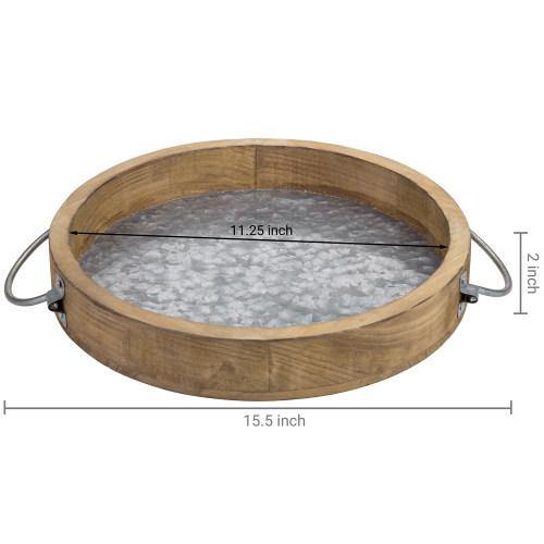 12-inch Burnt Wood & Galvanized Metal Tray - MyGift