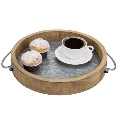 12-inch Burnt Wood & Galvanized Metal Tray - MyGift