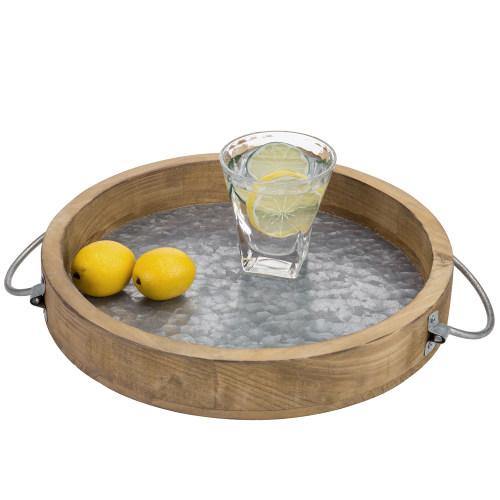 12-inch Burnt Wood & Galvanized Metal Tray - MyGift