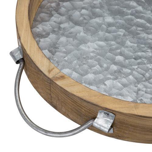 12-inch Burnt Wood & Galvanized Metal Tray - MyGift
