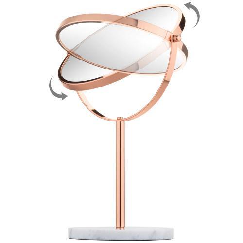 Rose Gold Double-Sided Makeup Mirror w/ White Marble Base - MyGift