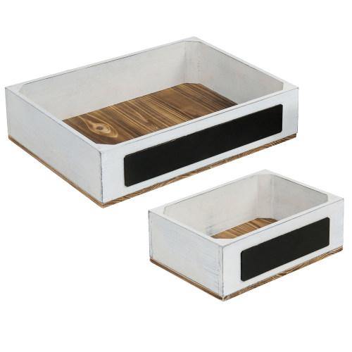 Burnt Wood and Vintage White Crate Style Dessert Riser, Set of 2 - MyGift