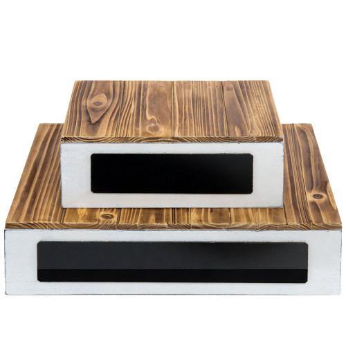 Burnt Wood and Vintage White Crate Style Dessert Riser, Set of 2 - MyGift
