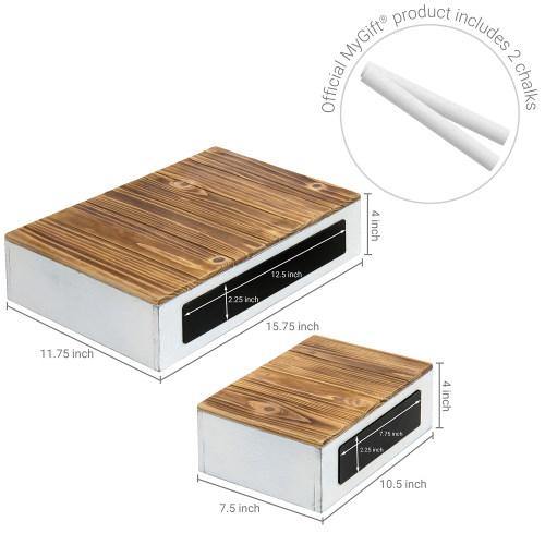 Burnt Wood and Vintage White Crate Style Dessert Riser, Set of 2 - MyGift