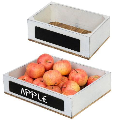 Burnt Wood and Vintage White Crate Style Dessert Riser, Set of 2 - MyGift