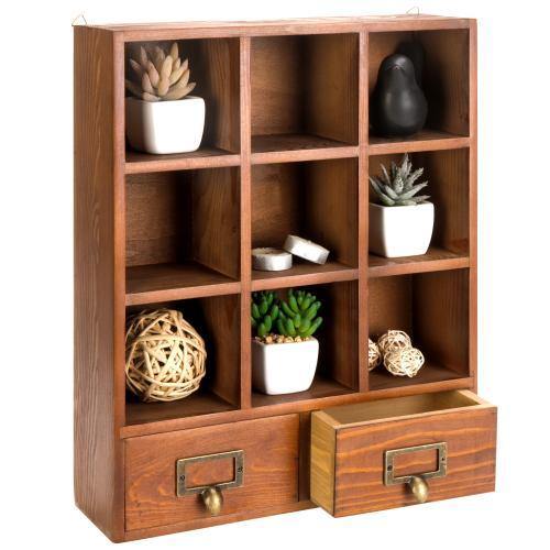 Freestanding Wooden Shadow Box w/ 2 Drawers - MyGift
