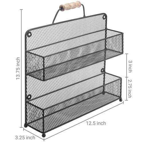 Burnt Wood and Black Metal Wire Bar Stove Top Spice Rack, Space Saving –  MyGift