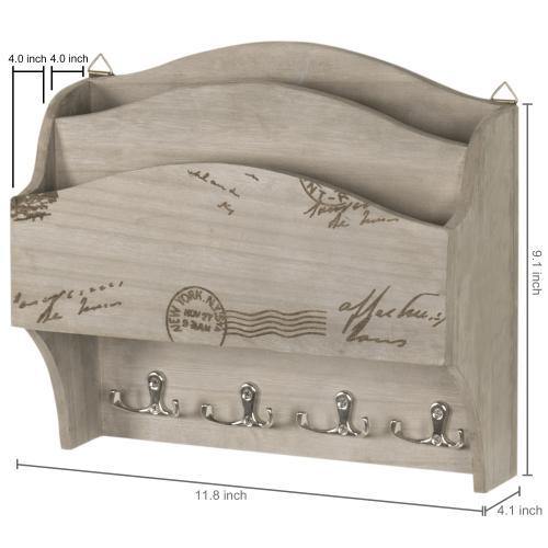 Wall-Mounted Gray Mail Sorter w/ Postcard Design - MyGift
