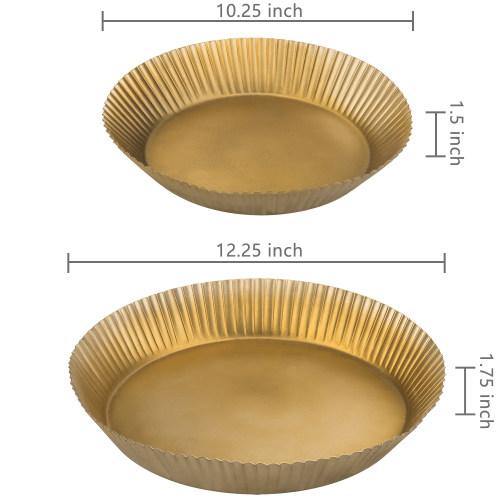 Vintage Brass Tone Metal Display Trays with Ridged Edges, Set of 2 - MyGift
