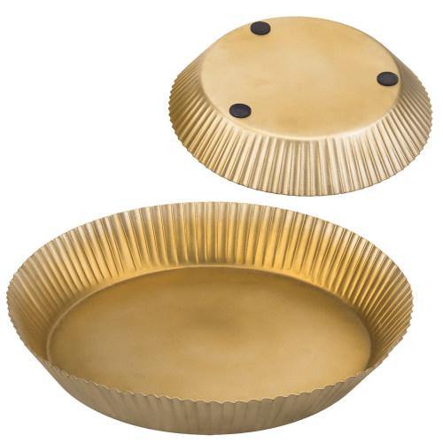Vintage Brass Tone Metal Display Trays with Ridged Edges, Set of 2 - MyGift