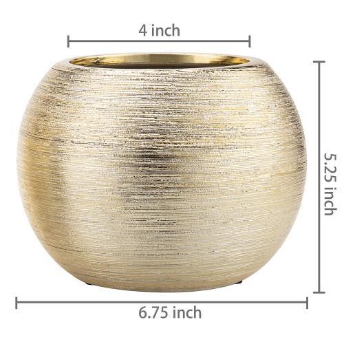 Round Gold-Tone Ceramic Vase - MyGift