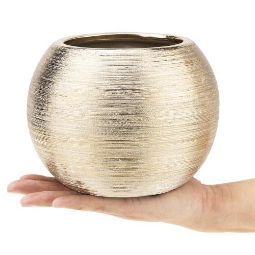 Round Gold-Tone Ceramic Vase - MyGift