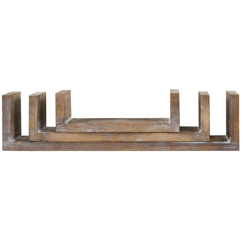 Wall Mounted Wood U-Shaped Floating Shelves, Set of 3, Brown-MyGift