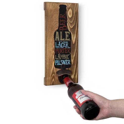 Wall Mounted Wood Beer Plaque with Bottle Opener - MyGift