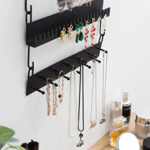 Black Metal Wall-Mounted Jewelry Rack-MyGift