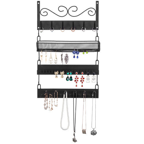 Black Metal Wall-Mounted Jewelry Rack-MyGift
