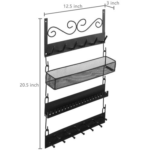 Black Metal Wall-Mounted Jewelry Rack-MyGift