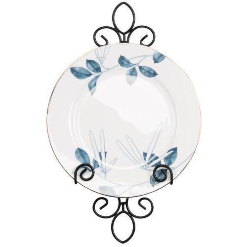 Vintage Plate Holder Rack with Black Metal Scrollwork - MyGift