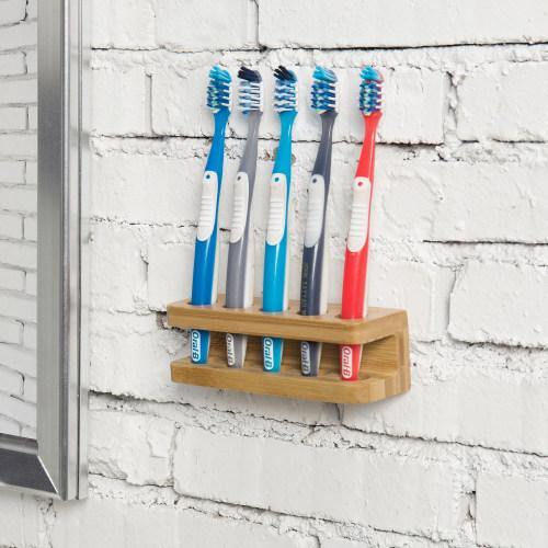 Wall Mounted Natural Bamboo Toothbrush Holder - MyGift