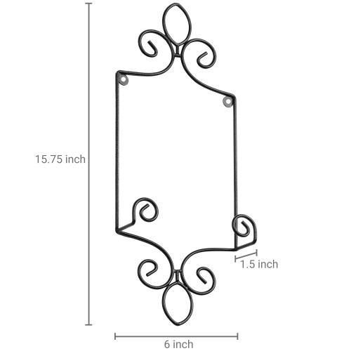 Vintage Plate Holder Rack with Black Metal Scrollwork - MyGift