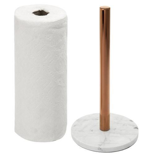 White Marble & Brass Plated Metal Paper Towel Holder - MyGift