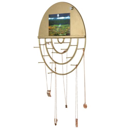 Brass Tone Metal Wall Mounted Jewelry Display with Memo Board-MyGift