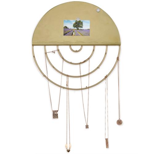Brass Tone Metal Wall Mounted Jewelry Display with Memo Board-MyGift