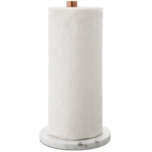 White Marble & Brass Plated Metal Paper Towel Holder - MyGift