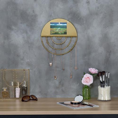 Brass Tone Metal Wall Mounted Jewelry Display with Memo Board-MyGift