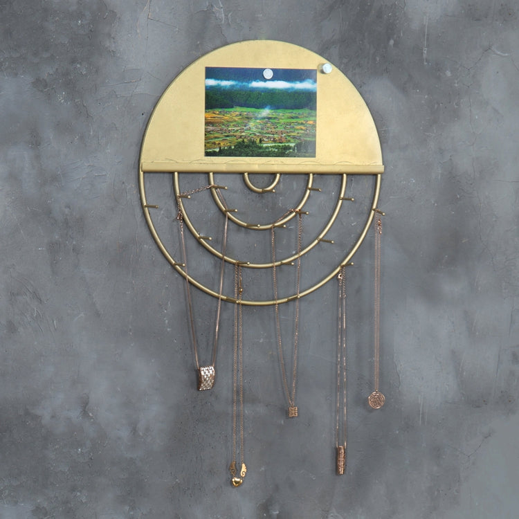 Brass Tone Metal Wall Mounted Jewelry Display with Memo Board-MyGift