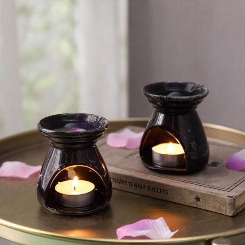 Black Ceramic Aromatherapy Burner, Set of 2 - MyGift
