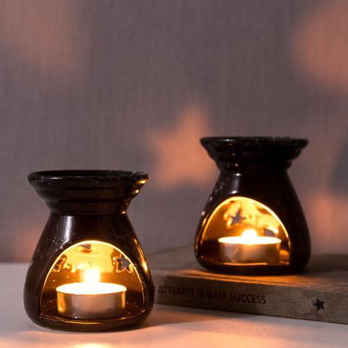 Black Ceramic Aromatherapy Burner, Set of 2 - MyGift